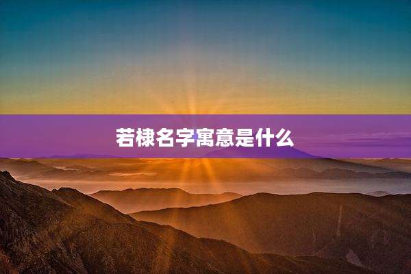 若棣名字寓意是什么