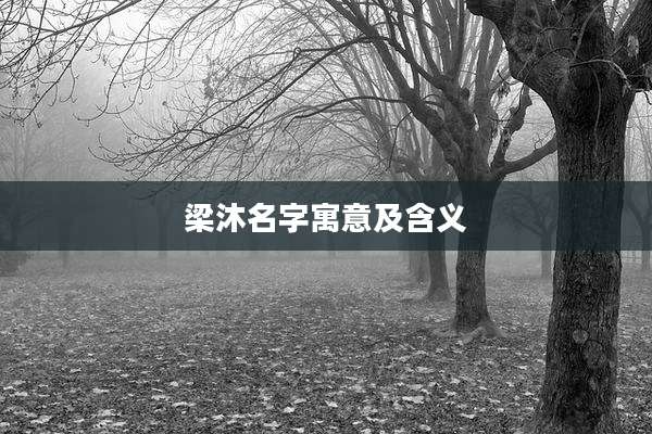 梁沐名字寓意及含义
