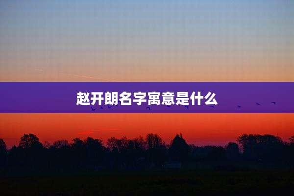 赵开朗名字寓意是什么