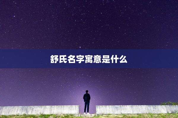 舒氏名字寓意是什么