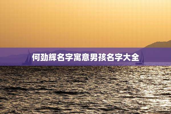 何劲辉名字寓意男孩名字大全