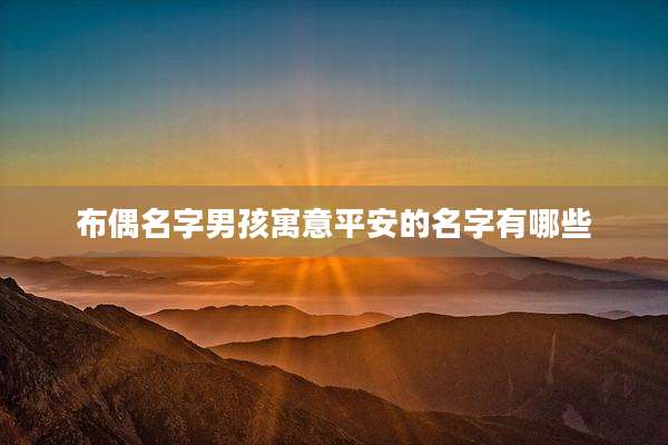 布偶名字男孩寓意平安的名字有哪些