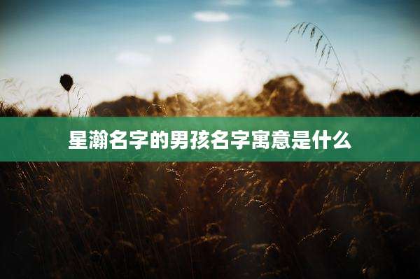 星瀚名字的男孩名字寓意是什么