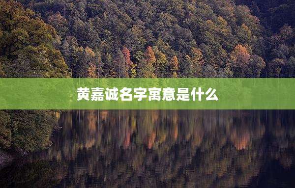 黄嘉诚名字寓意是什么