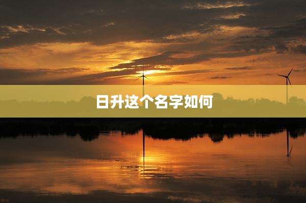 日升这个名字如何