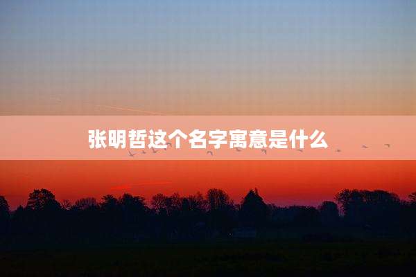 张明哲这个名字寓意是什么