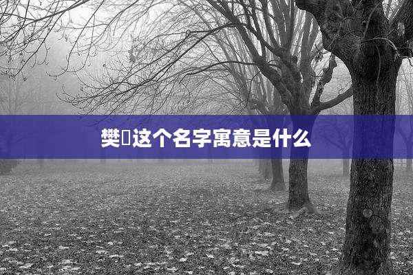 樊璠这个名字寓意是什么