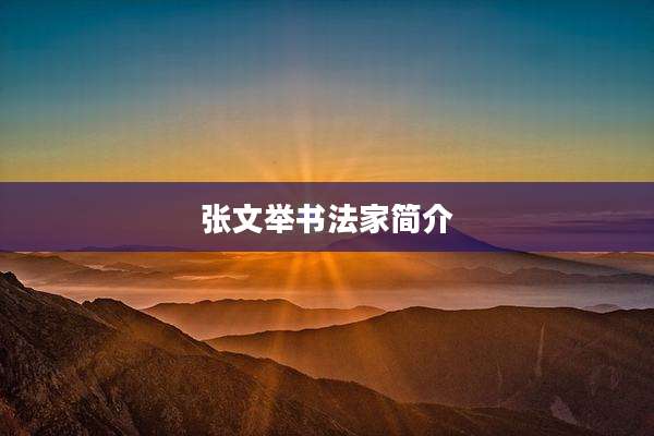 张文举书法家简介