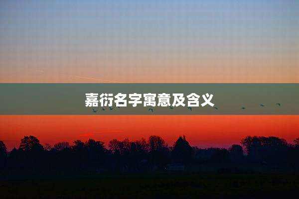 嘉衍名字寓意及含义