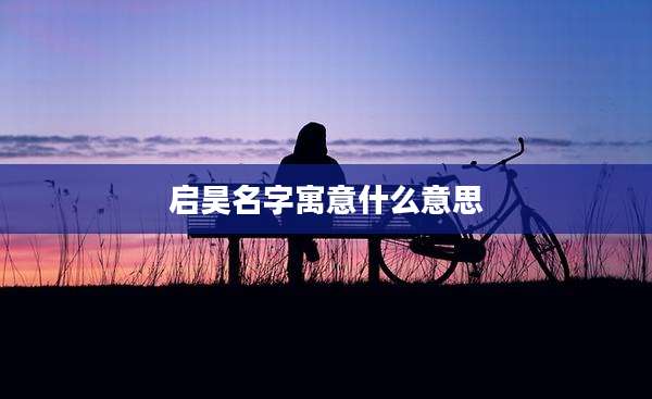 启昊名字寓意什么意思