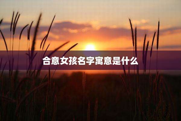 合意女孩名字寓意是什么