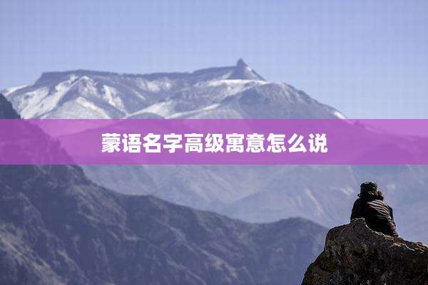 蒙语名字高级寓意怎么说