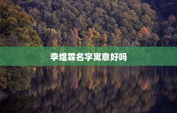 李煜霖名字寓意好吗
