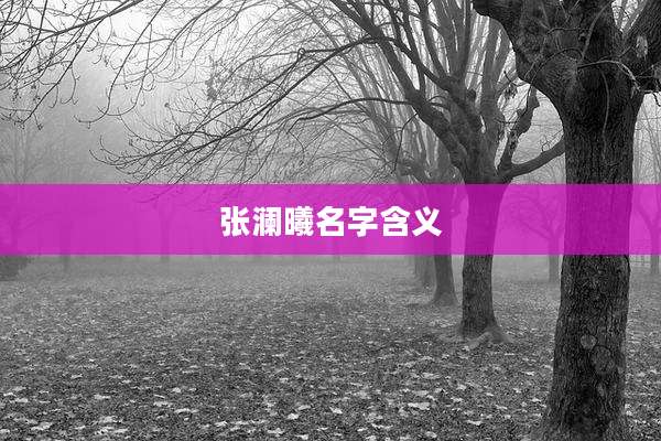 张澜曦名字含义