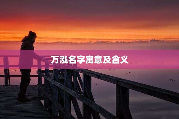 万泓名字寓意及含义