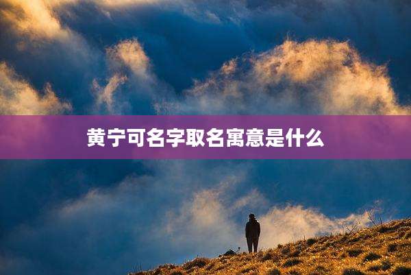 黄宁可名字取名寓意是什么