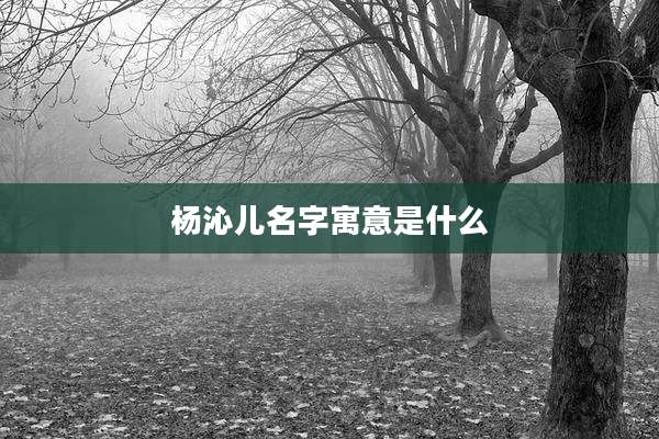 杨沁儿名字寓意是什么