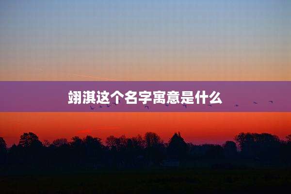 翊淇这个名字寓意是什么