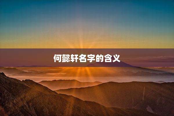 何懿轩名字的含义