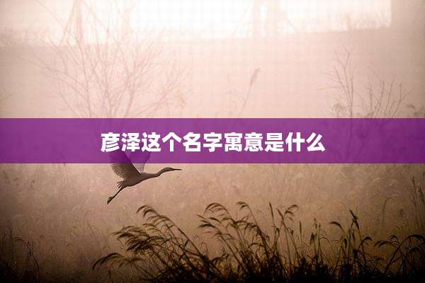 彦泽这个名字寓意是什么