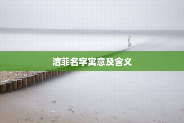 洁菲名字寓意及含义