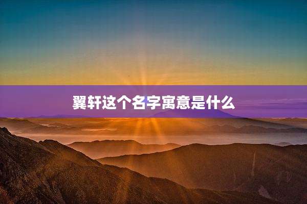 翼轩这个名字寓意是什么