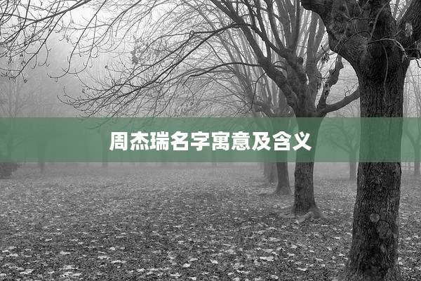 周杰瑞名字寓意及含义
