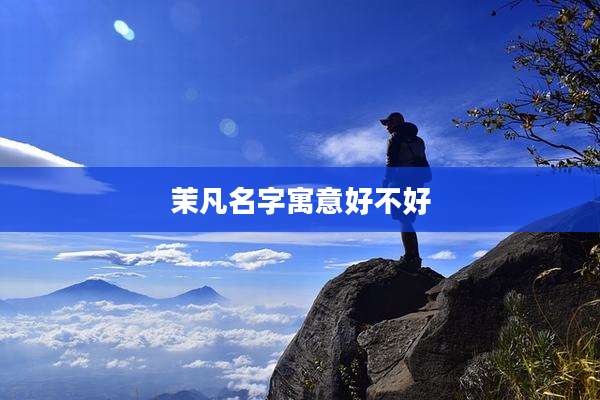 茉凡名字寓意好不好