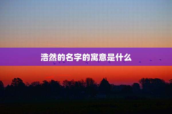 浩然的名字的寓意是什么