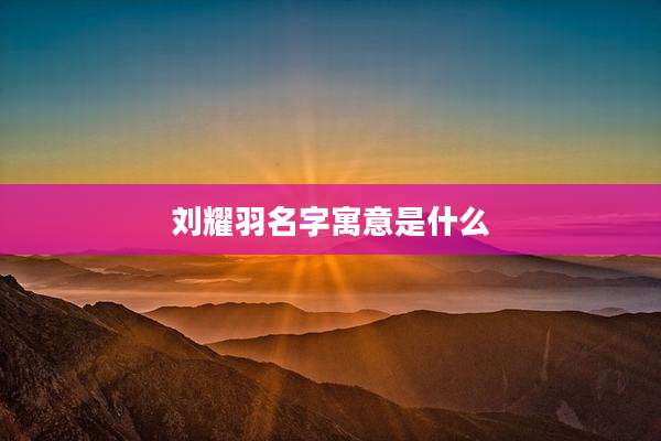 刘耀羽名字寓意是什么