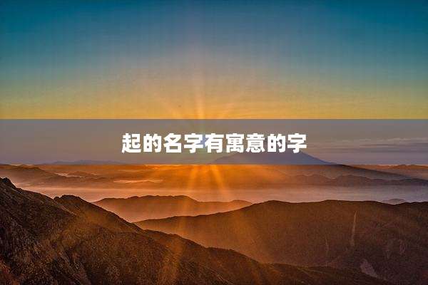 起的名字有寓意的字