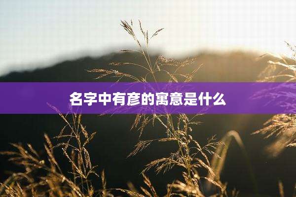 名字中有彦的寓意是什么
