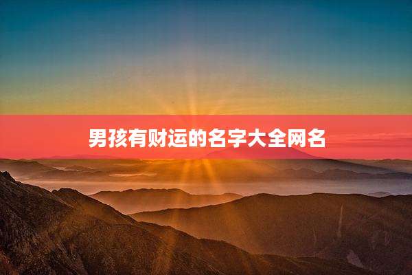 男孩有财运的名字大全网名
