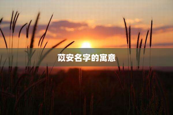 苡安名字的寓意