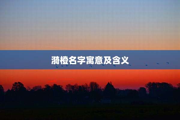 漪橙名字寓意及含义