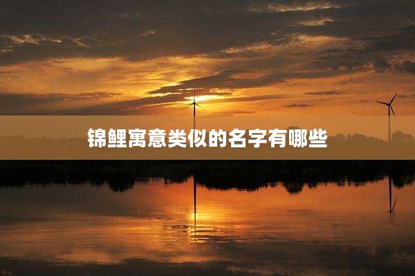 锦鲤寓意类似的名字有哪些