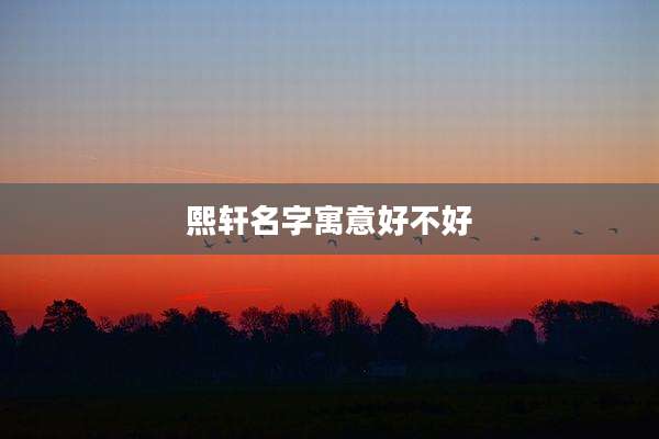 熙轩名字寓意好不好