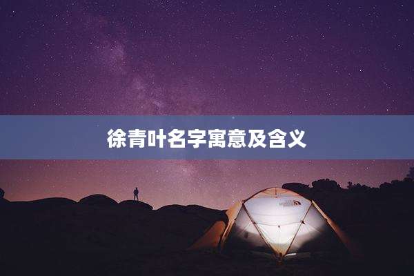 徐青叶名字寓意及含义