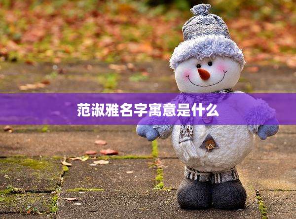 范淑雅名字寓意是什么