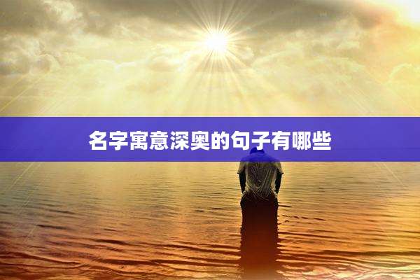 名字寓意深奥的句子有哪些