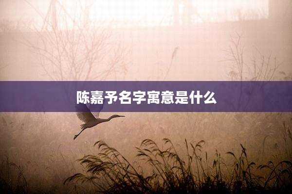 陈嘉予名字寓意是什么