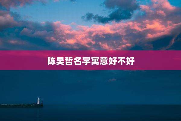 陈昊哲名字寓意好不好