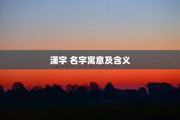 潇字 名字寓意及含义