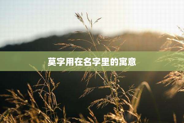 莫字用在名字里的寓意