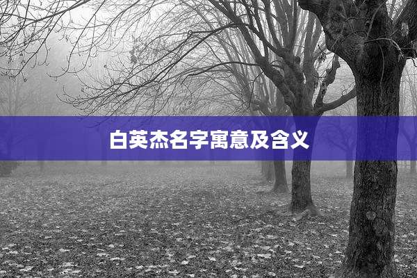 白英杰名字寓意及含义