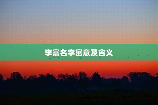 李富名字寓意及含义