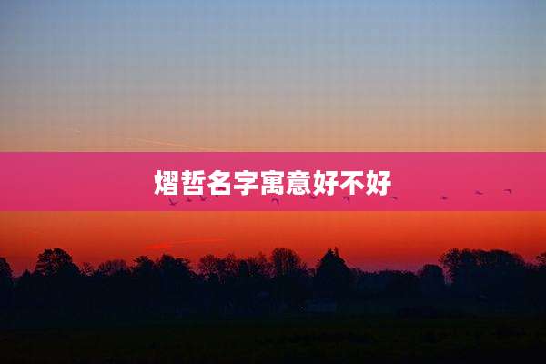 熠哲名字寓意好不好
