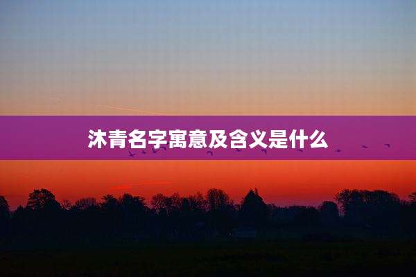 沐青名字寓意及含义是什么