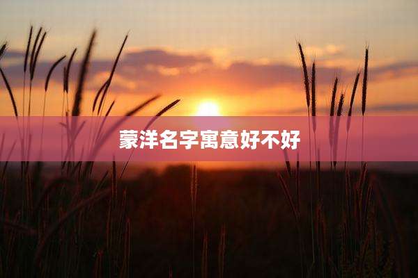 蒙洋名字寓意好不好