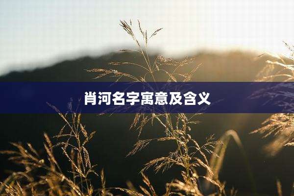 肖河名字寓意及含义